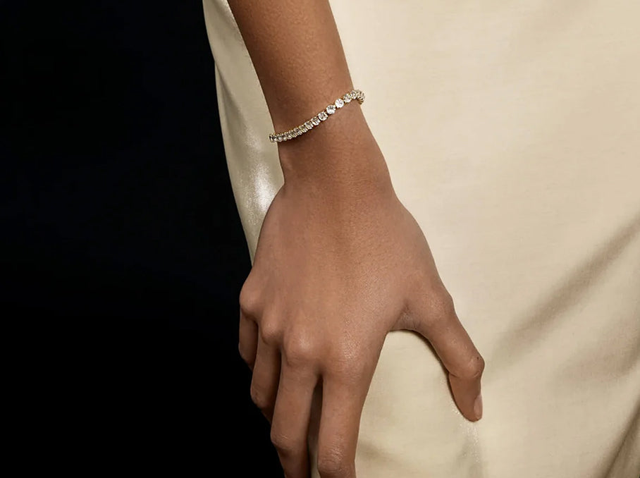 Tennis bracelet on a wrist