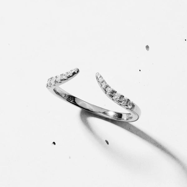 Open Pave Claw Wishbone | Stacking Ring