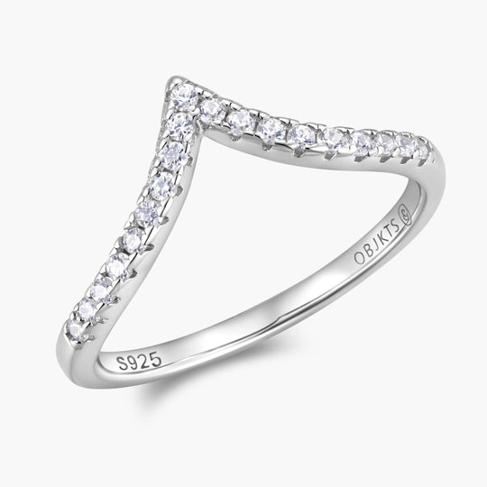 Pavé Wishbone V | Stacking Ring