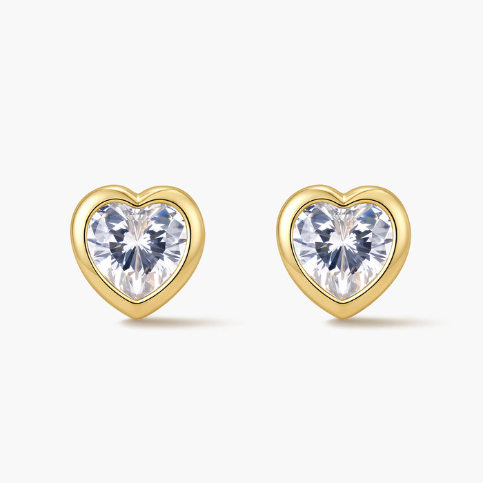 Heart Bezel Stud Earrings
