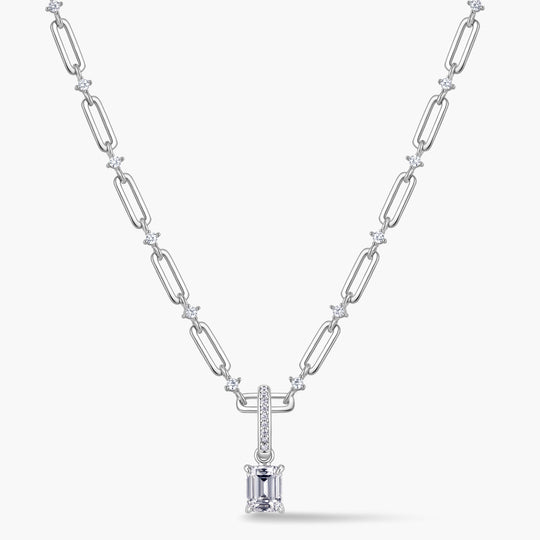 Emerald Cut Pendant | Pavé Hinged Bail