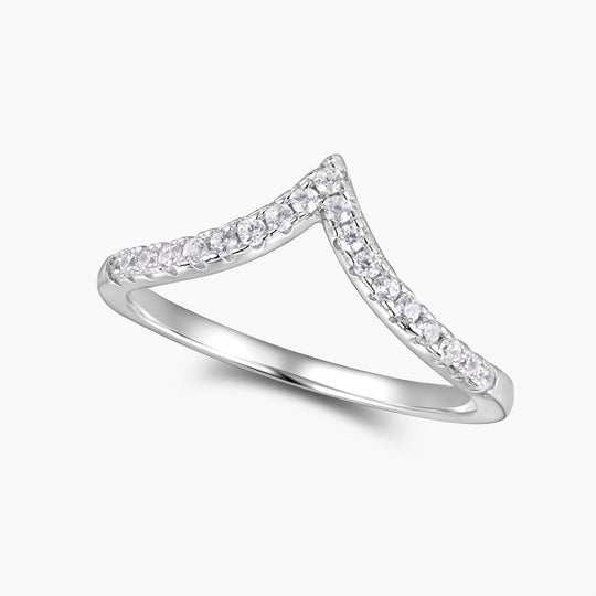 Pavé Wishbone V | Stacking Ring