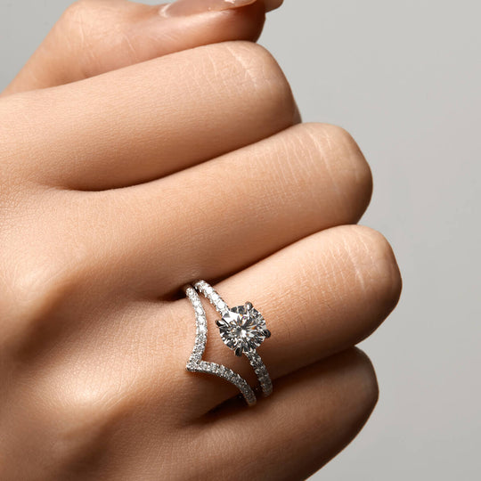 Pavé Wishbone V | Stacking Ring