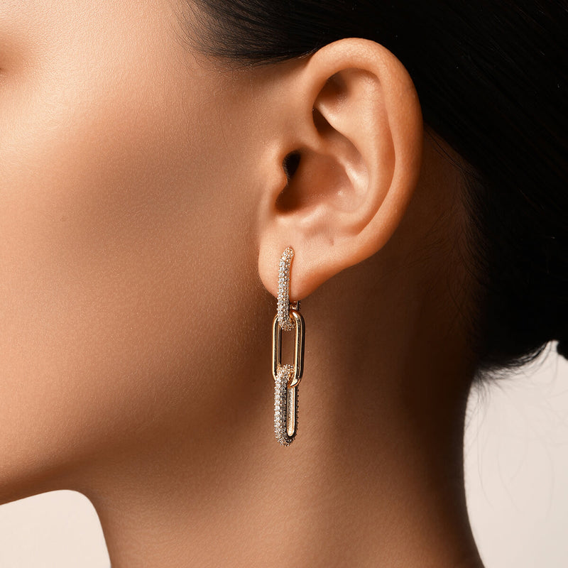 Half Pave Chain Earrings – OBJKTS Jewelry