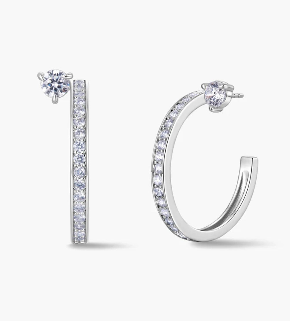 Pave set hoop earrings