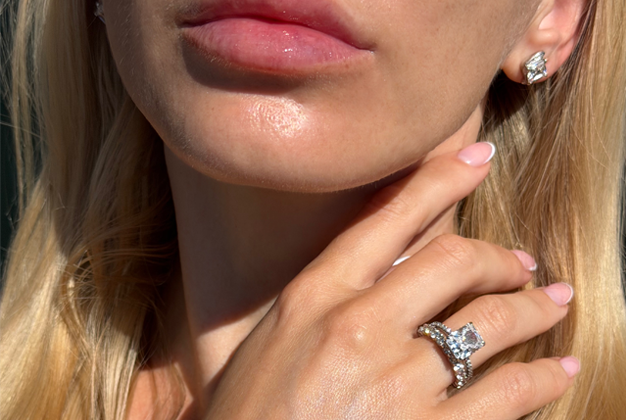 OBJKTS earrings and ring worn together