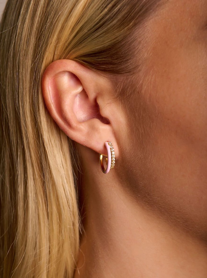 Mini Enamel Double Hoop Earrings