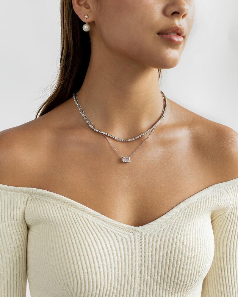 925 Sterling Silver Princess Necklace Choker Women Jewelry gift