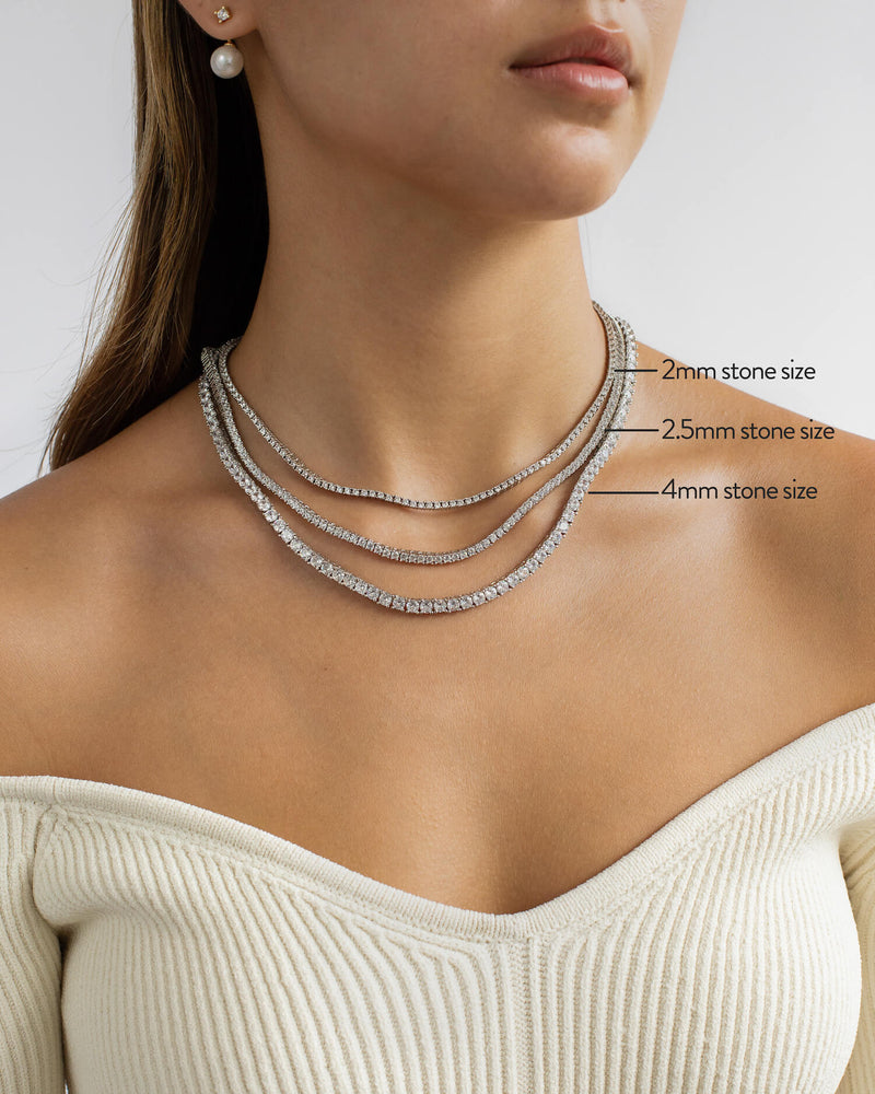 Pave 925 Sterling Silver Tennis Necklace | Wanderlust + Co