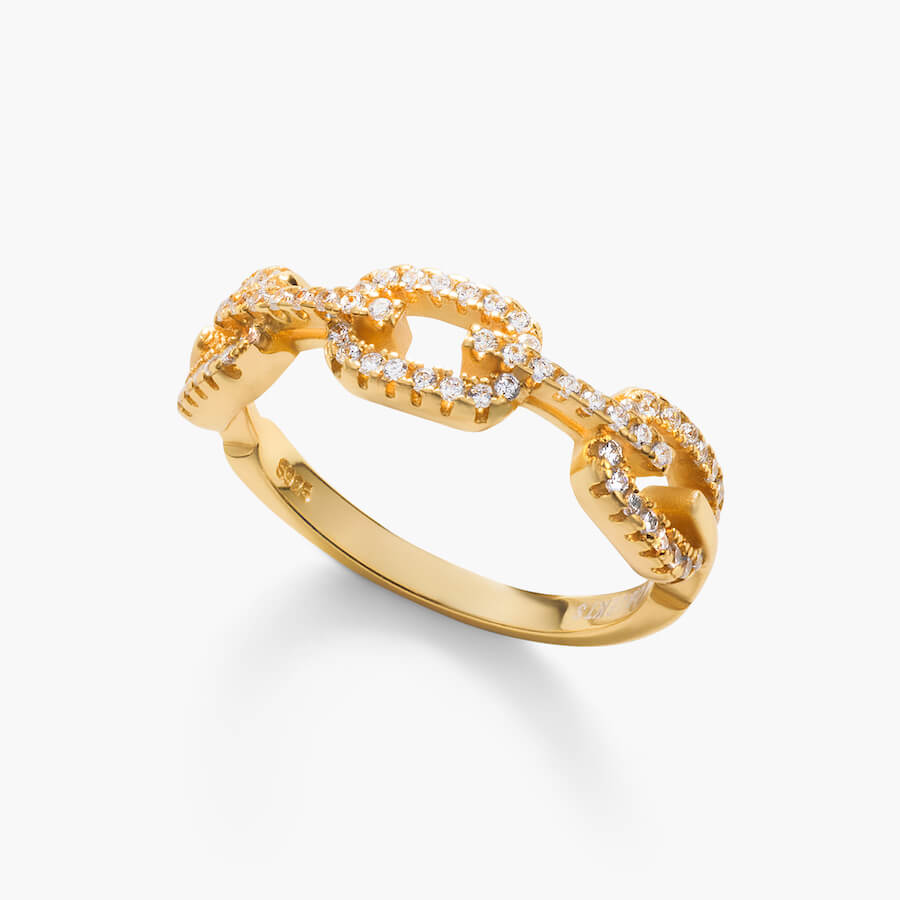 Pave Chain Link Ring | Lauren B Jewelry