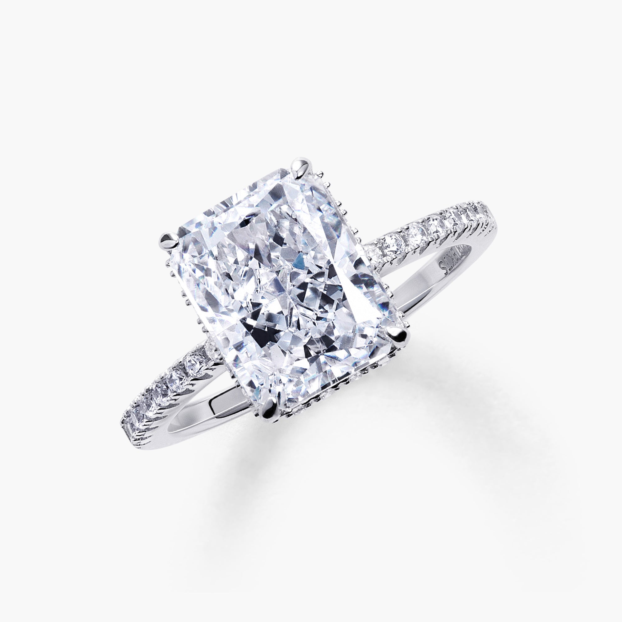 Aura Stackable Classic Crushed ice Radiant Solitaire Ring, Medium ...