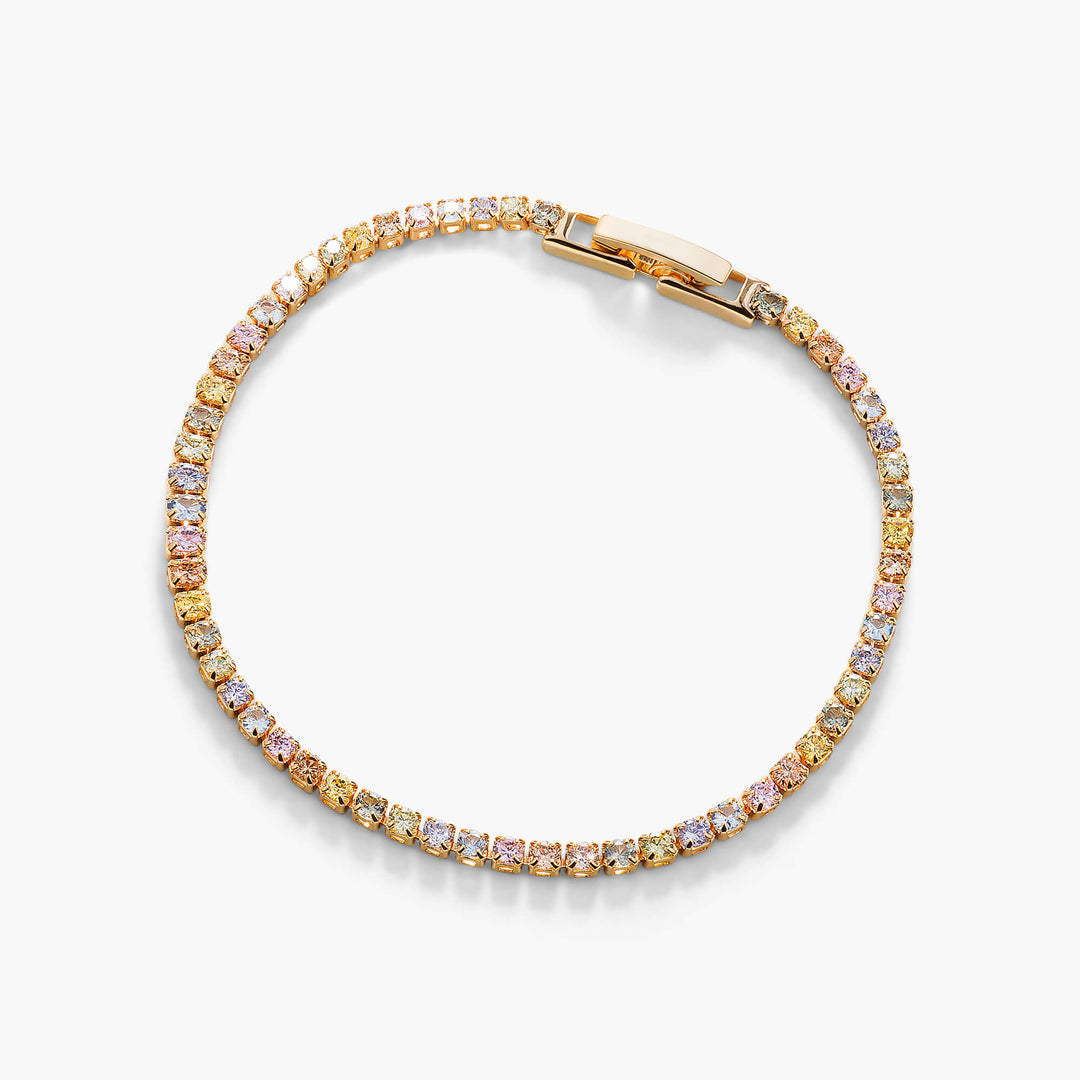 Linea Pastel Rainbow Crystal Tennis bracelet, 2mm Small Cubic Zirconia