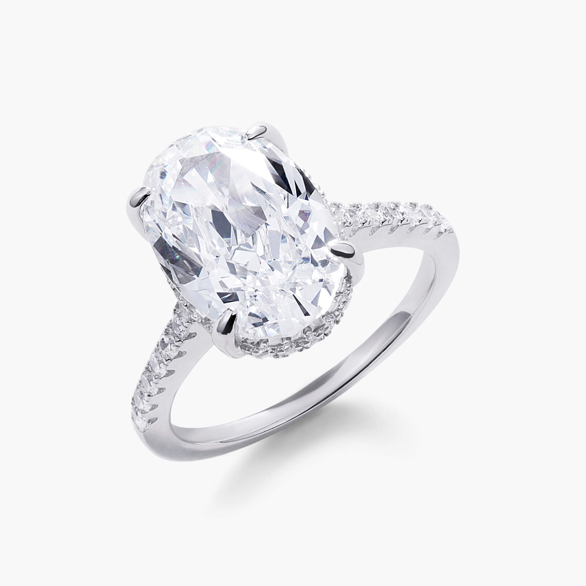 Magnum Ring, Sterling Silver Big Crushed Ice Oval Solitaire Ring