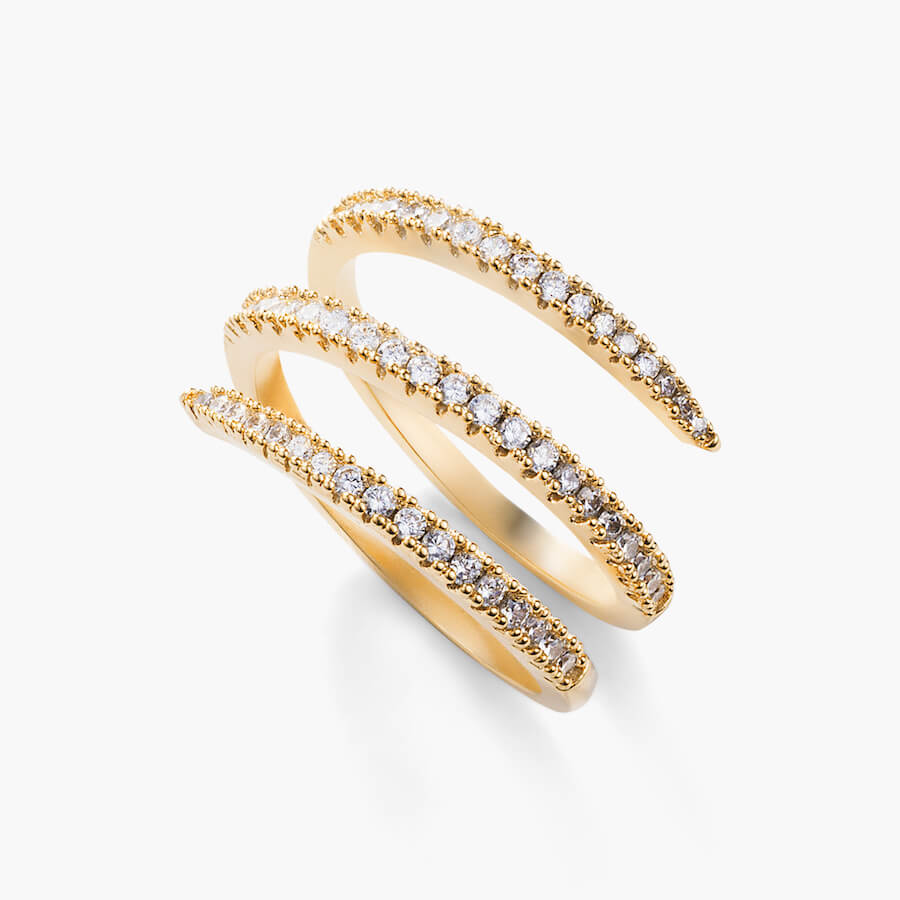 3 Layer Statement Ring - Cubic Zirconia Pave, Triple Row – OBJKTS Jewelry