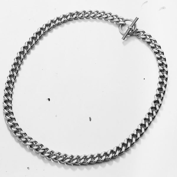 Curb Chain T Bar Choker Necklace