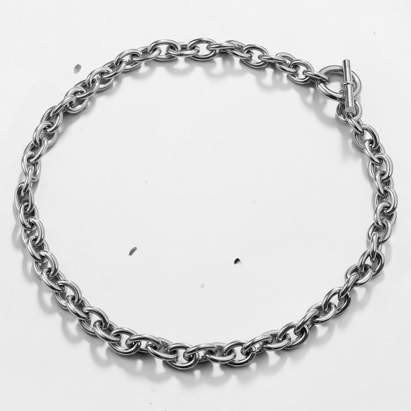 Chunky Chain T-bar Choker Necklace