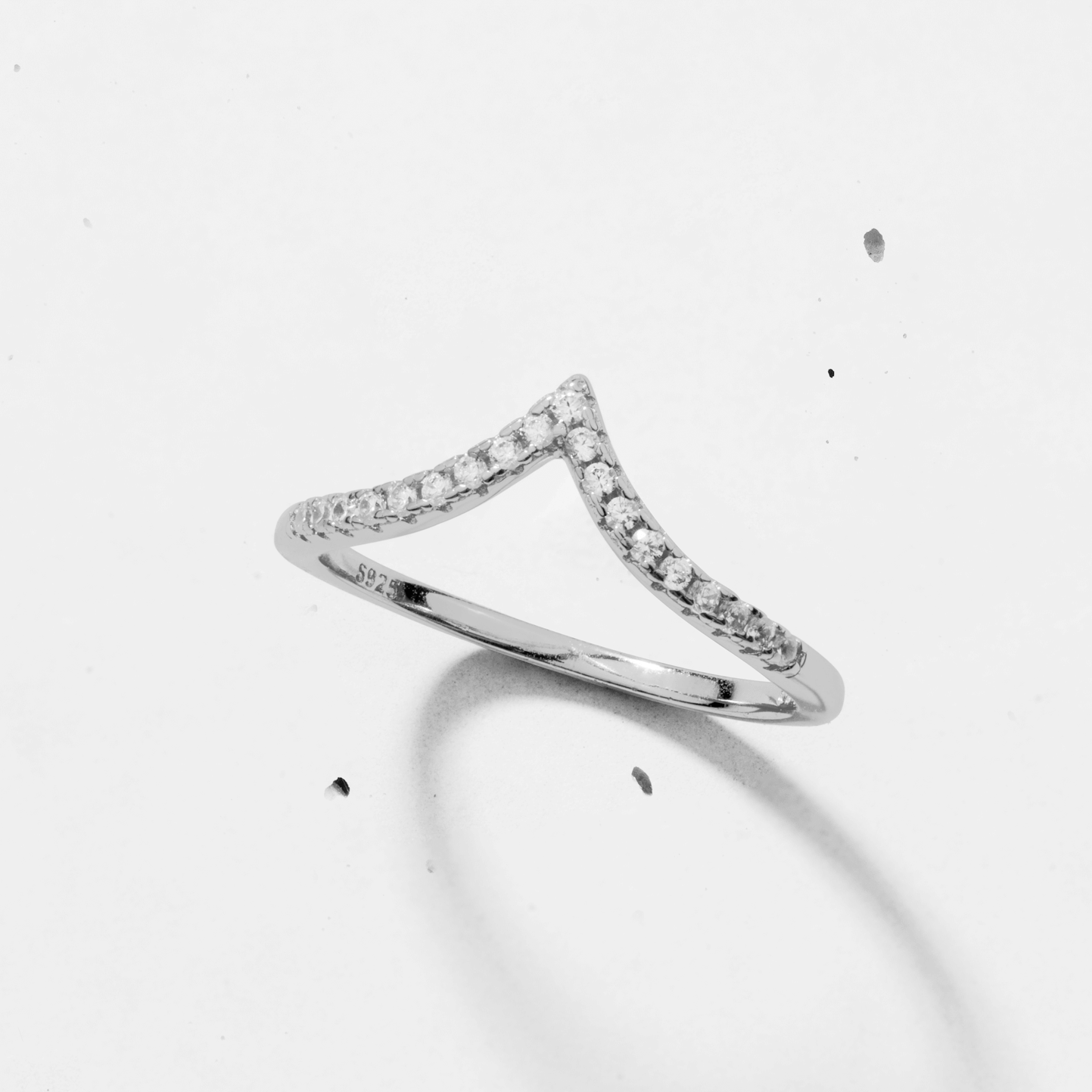 Pave CZ Wishbone V Shaped Stacking Ring 925 Sterling Silver OBJKTS Jewelry