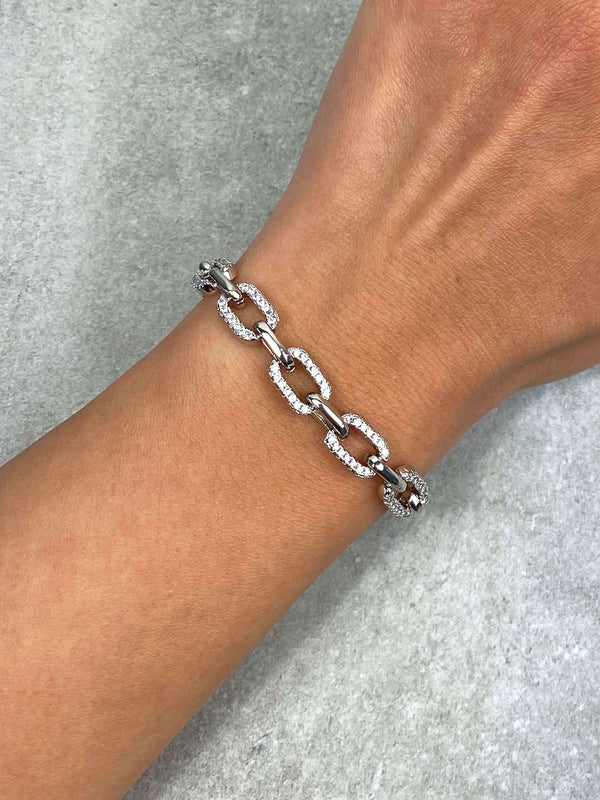 Half Pave Chain Link Bracelet