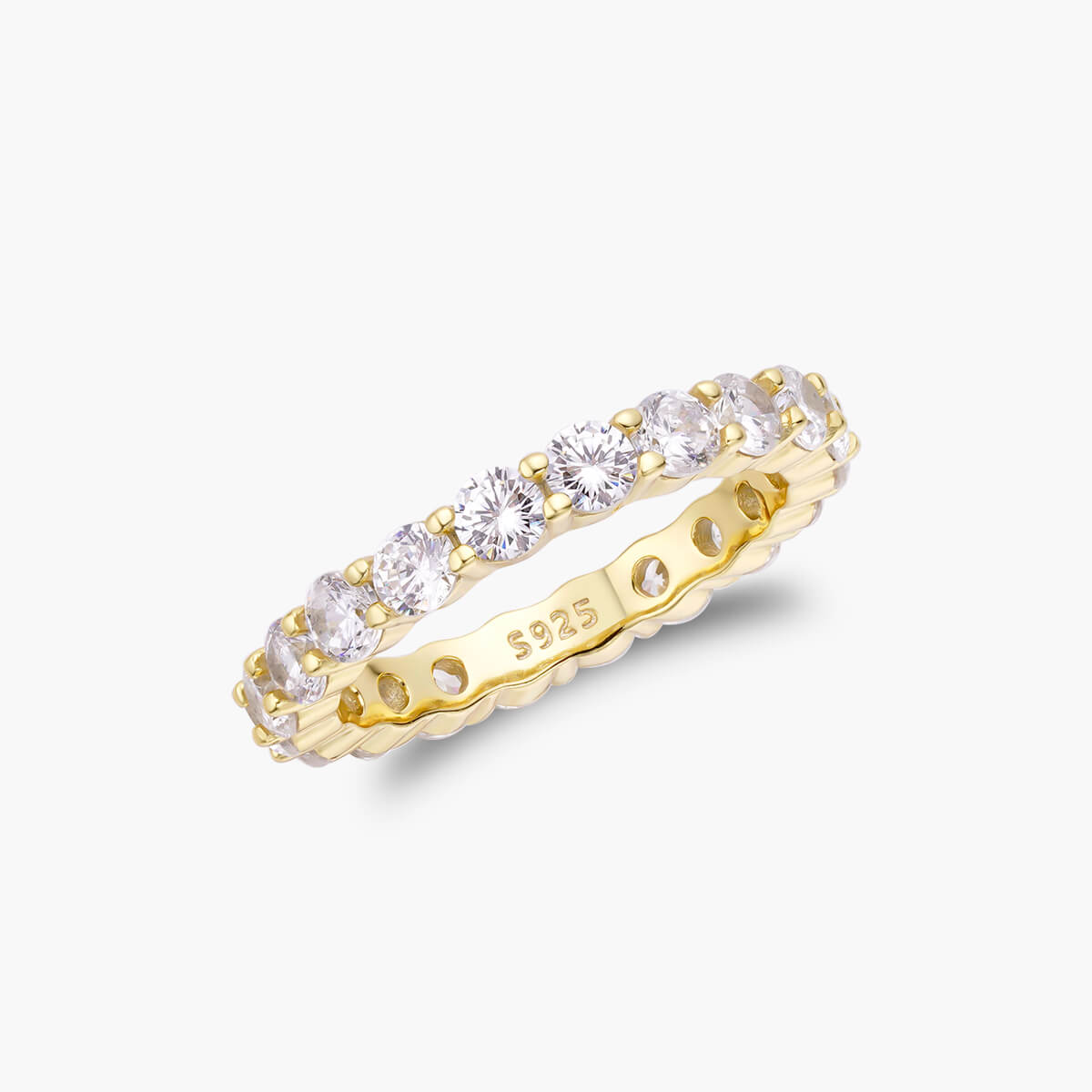 Petite Brilliant Round Eternity Band - 925 Sterling Silver, 3mm