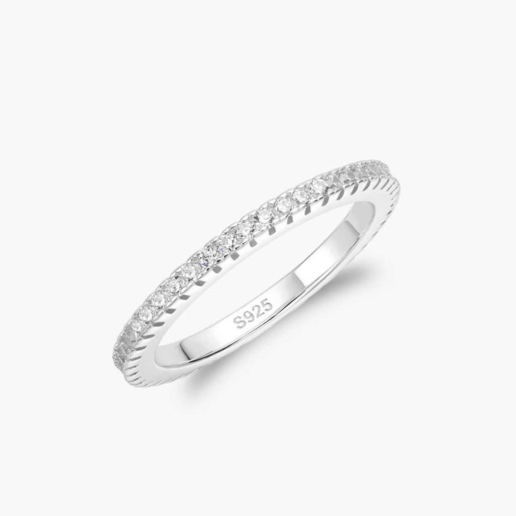 Ignis, 925 Sterling Silver, Thin Stacking CZ Eternity Band