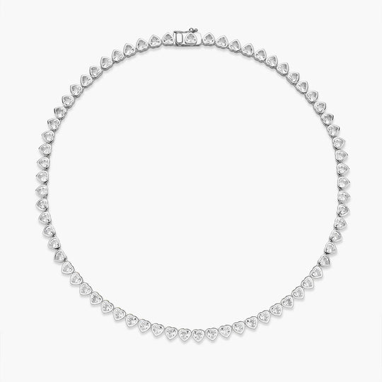 Heart Bezel Tennis Necklace