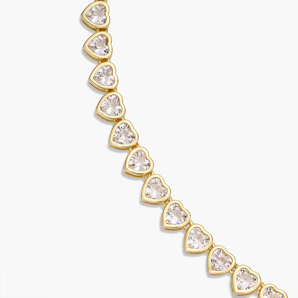 Heart Keystone Tennis Necklace | 925 sterling silver - AzinJewelery فضة  عيار 925 والمجوهرات
