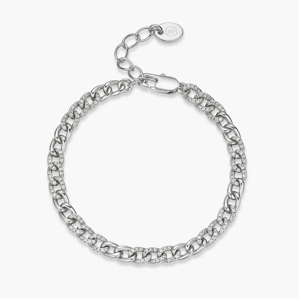 Half Pave Mini Curb Chain Bracelet
