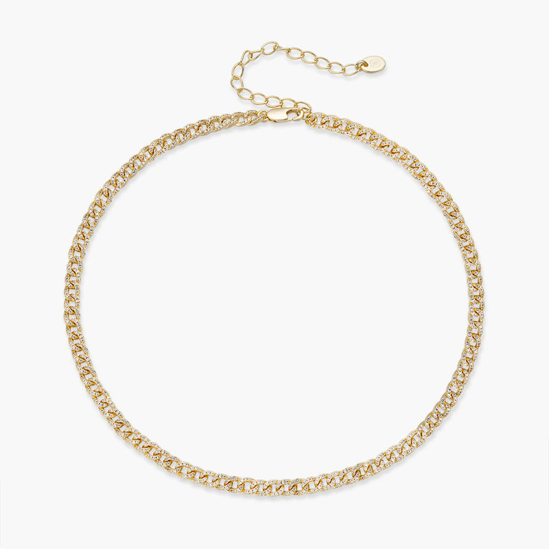 Pave Mini Curb Chain Necklace