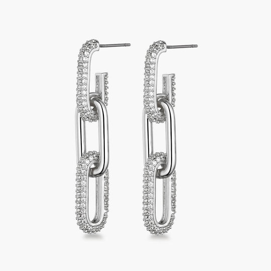 Half Pave Chain Earrings