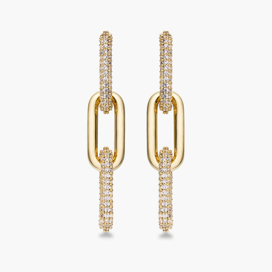 Half Pave Chain Earrings