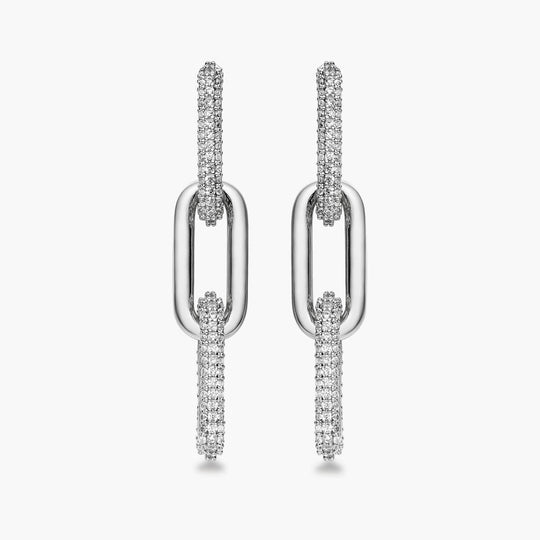 Half Pave Chain Earrings