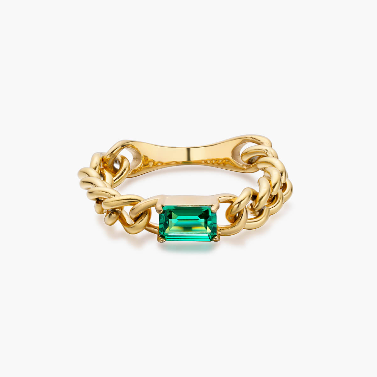 Green Emerald-cut Chain Ring