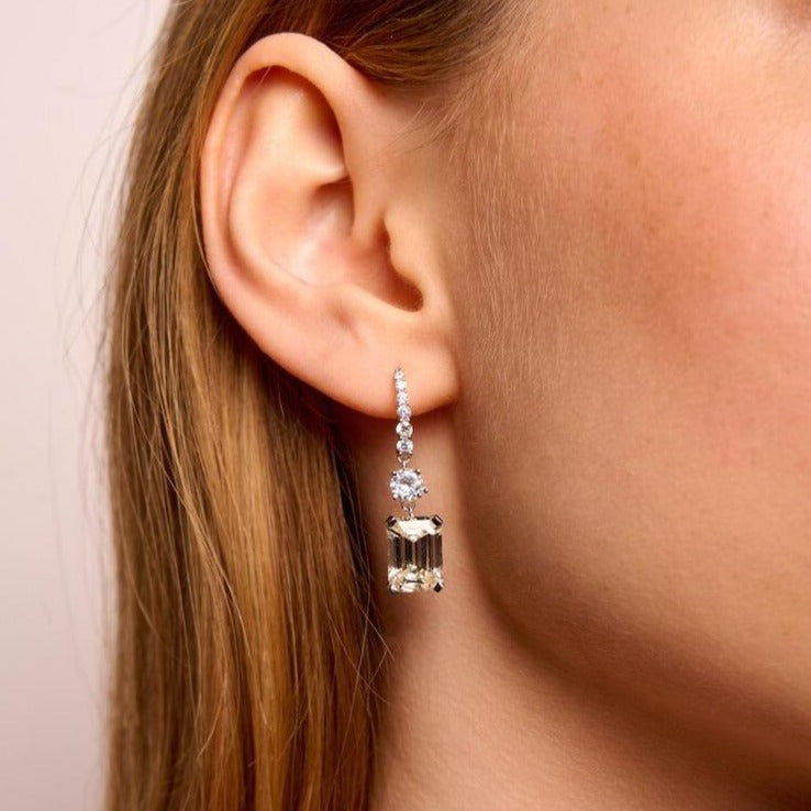Emerald-cut Drop Earrings | HighCarbon | Sterling Silver