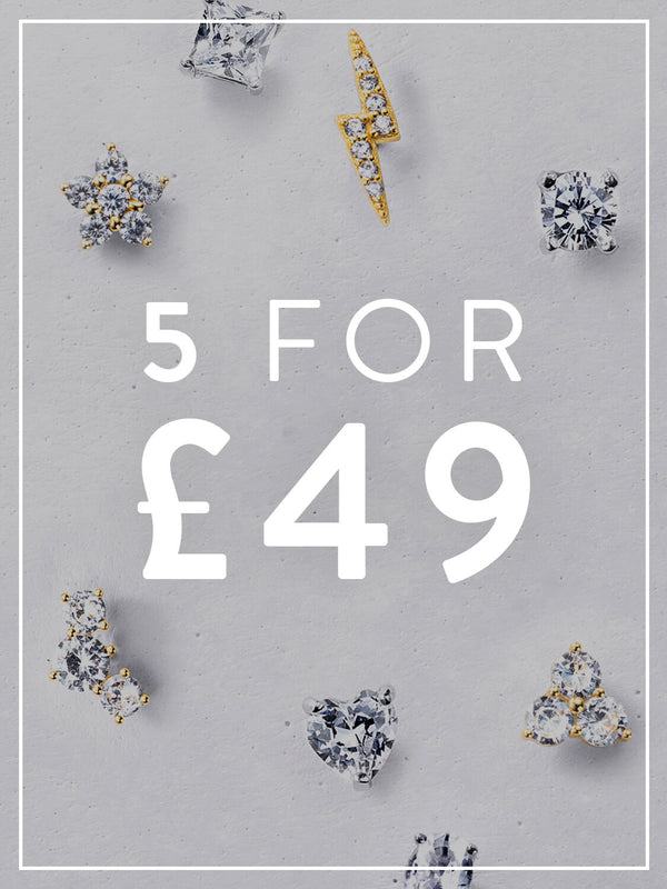 ANY 5 DAINTY STUDS FOR £49