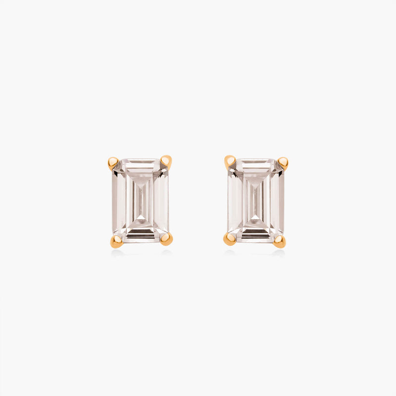 Emerald Cut Studs (Pair) - Sterling Silver