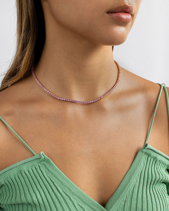 Coloured Tennis Necklace 2.5mm