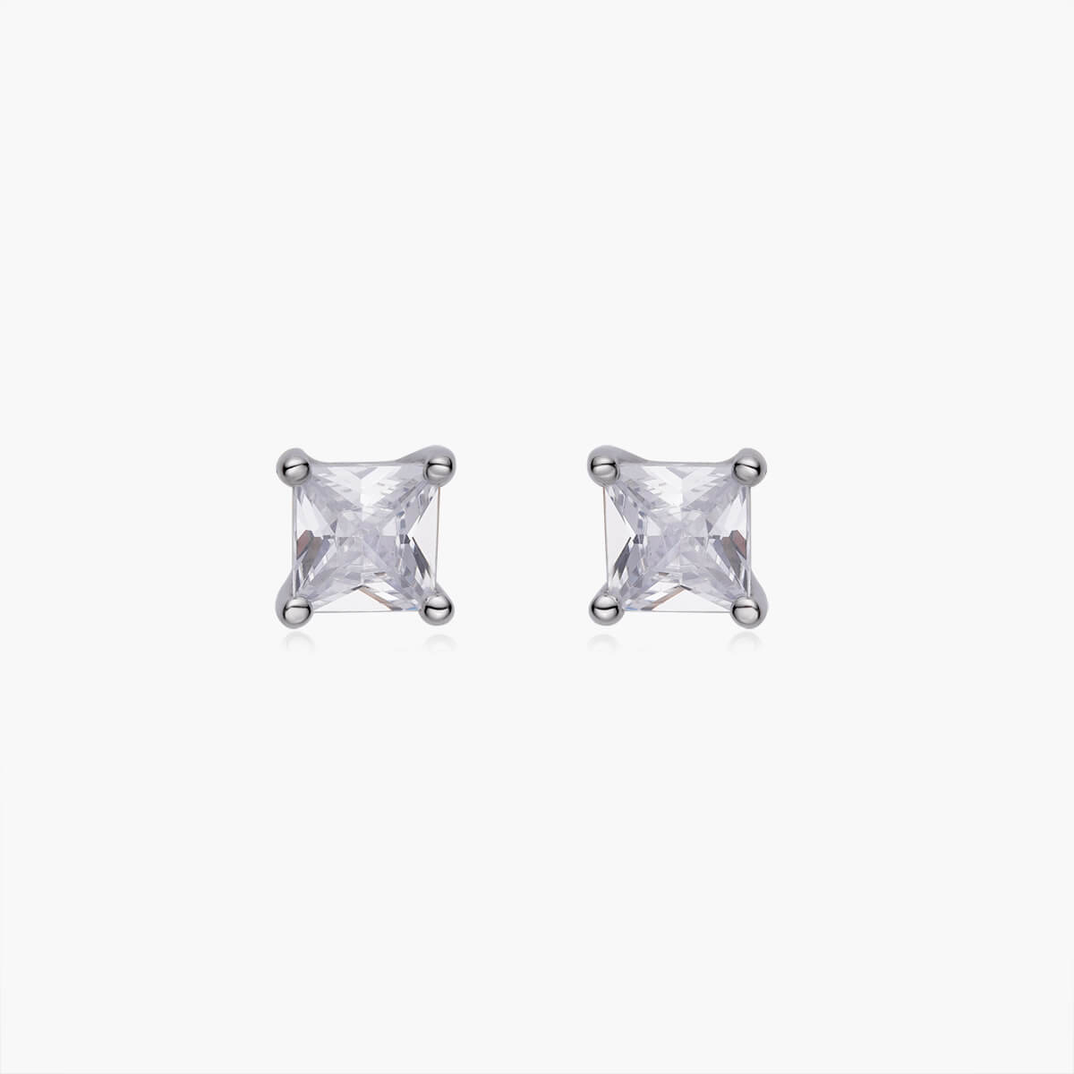 9ct White Gold Diamond Square Shape Stud Earrings | Angus & Coote