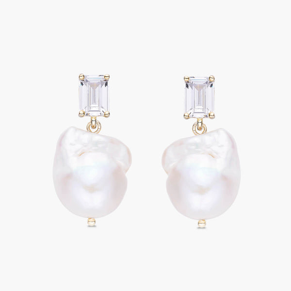 Emerald x Baroque Pearl Earrings